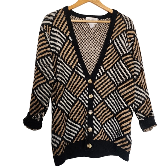 Vintage wool blend knit cardigan buttondown sweater - Picture 1 of 7